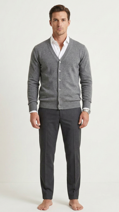 Gilet homme col V boutonné