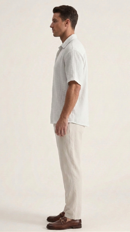 Chemise gaufrée homme manches courtes