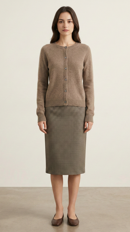 Cardigan maille femme col rond boutonné