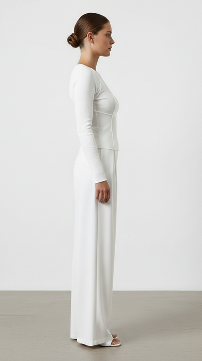 Haut moulant femme manches longues col rond