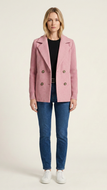 Blazer femme double boutonnage manches contrastées
