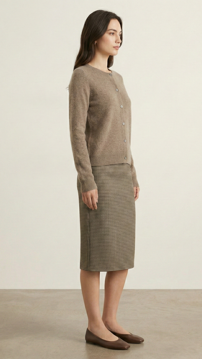 Cardigan maille femme col rond boutonné