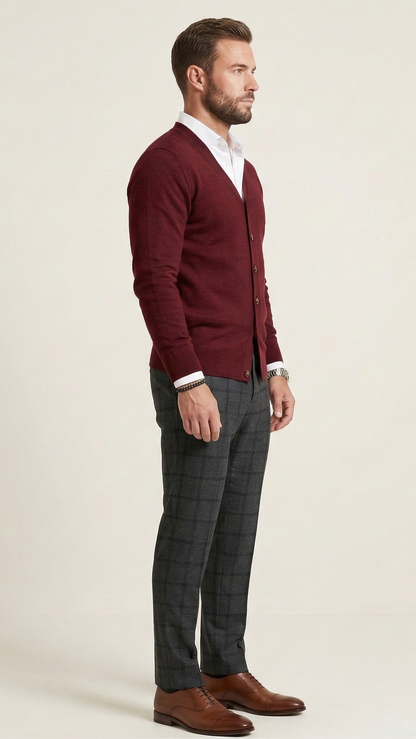 Gilet homme col V boutonné