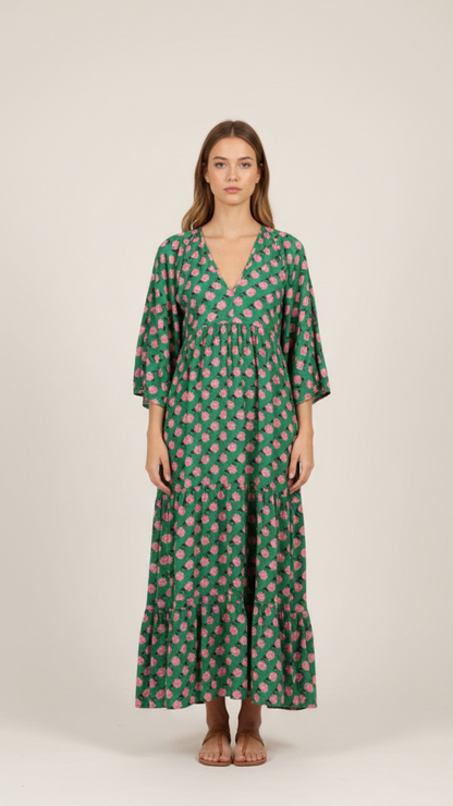 Robe Maxi Bohème Femme Col V