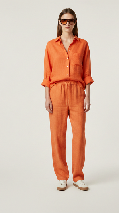 Ensemble 2 pièces femme effet lin