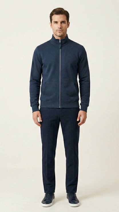 Sweat zippé homme col montant