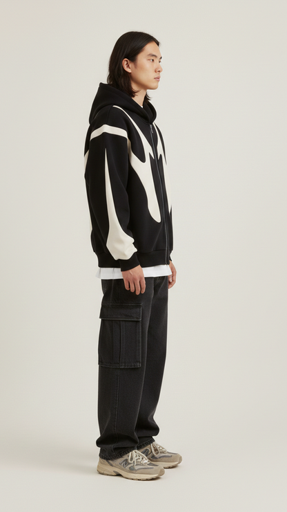 Sweat à capuche zippé homme coupe droite