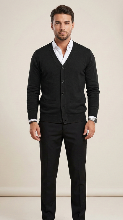 Gilet homme col V boutonné