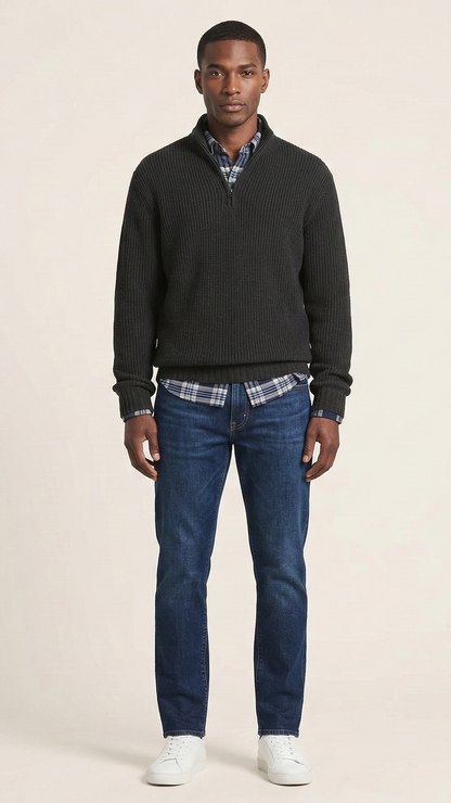 Pull homme col camionneur zippé
