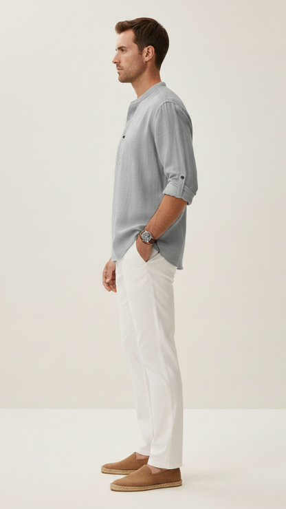 Chemise unisexe col classique manches longues