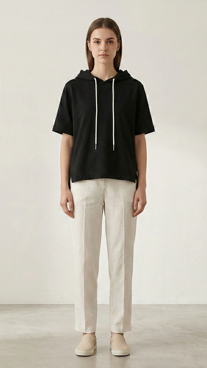 Sweat à capuche femme manches courtes