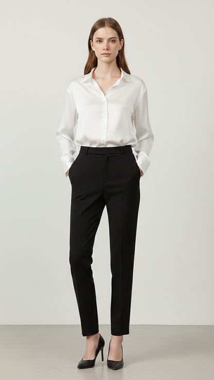 Chemise femme en soie manches longues