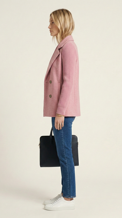 Blazer femme double boutonnage manches contrastées