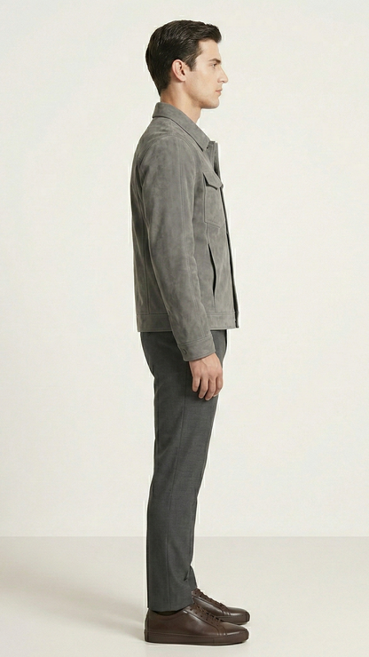 Veste homme boutonnée style suède