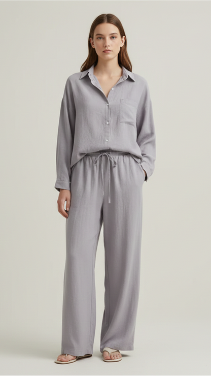 Ensemble 2 pièces femme effet lin