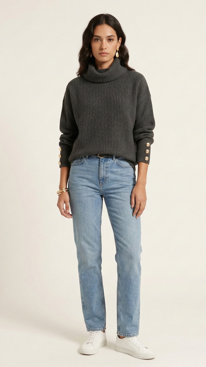 Pull col roulé femme palangre