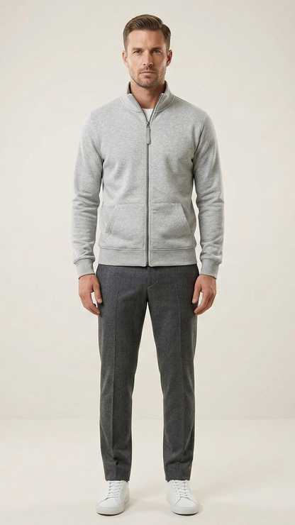 Sweat zippé homme col montant