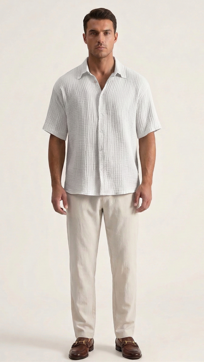 Chemise gaufrée homme manches courtes