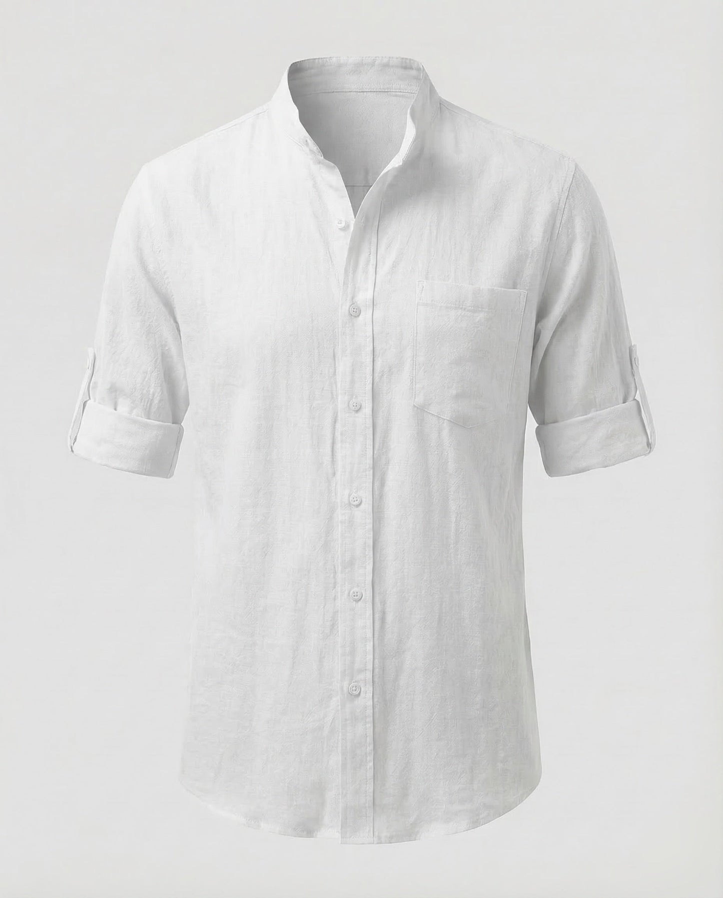 Chemise homme col mao manches relevables