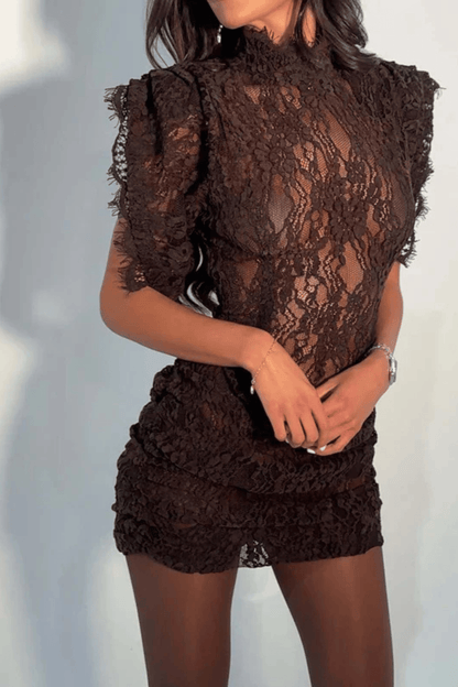 Robe Moulante Femme à Col Montant | Mini Sans Manches