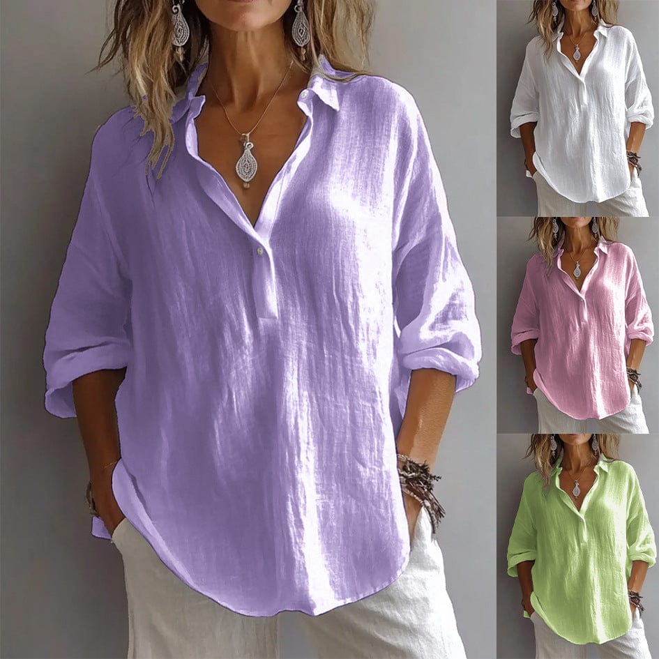 Blouse Femme Décontractée à Manches Amples | Patte de Boutonnage