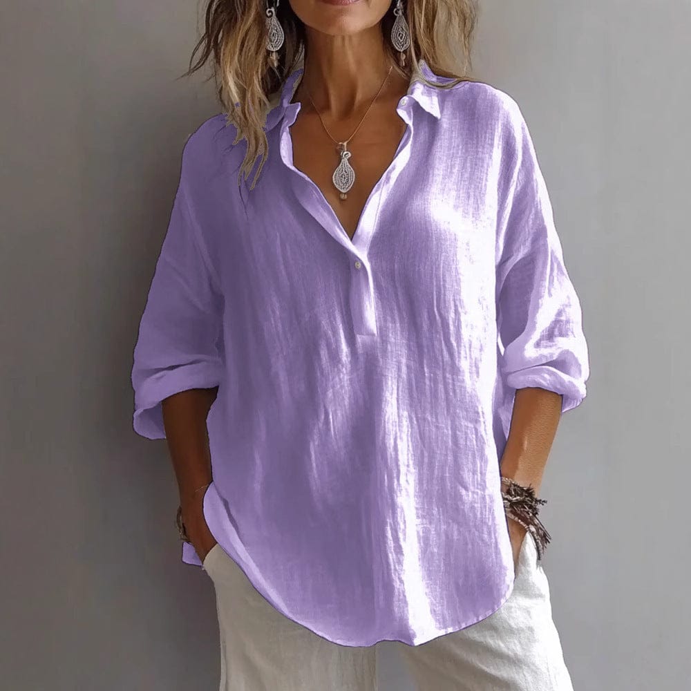Blouse Femme Décontractée à Manches Amples | Patte de Boutonnage