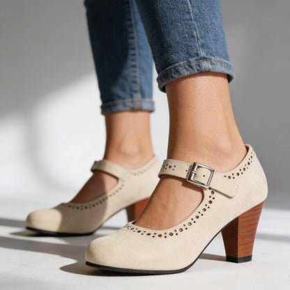 Escarpins Rétro Femme Style Richelieu | Bride à Boucle