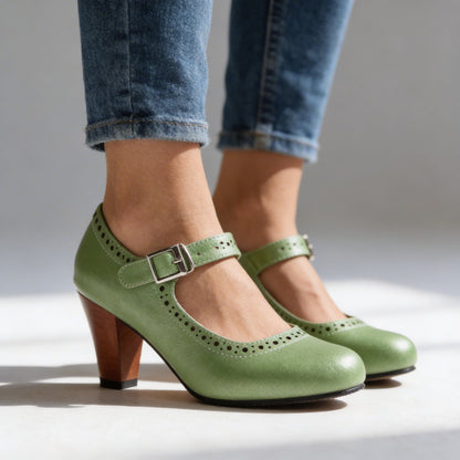 Escarpins Rétro Femme Style Richelieu | Bride à Boucle