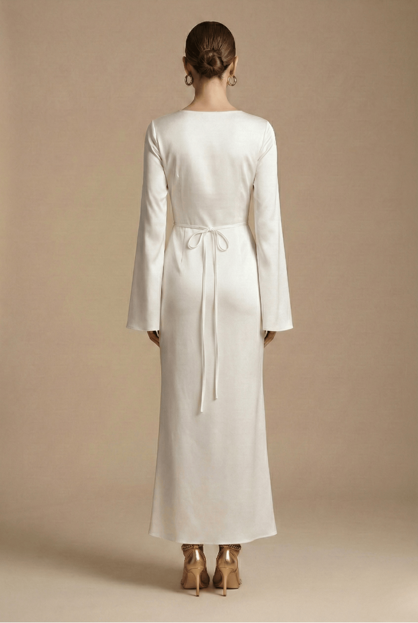 Robe Longue Femme à Col Rond | Manches Longues Fluide