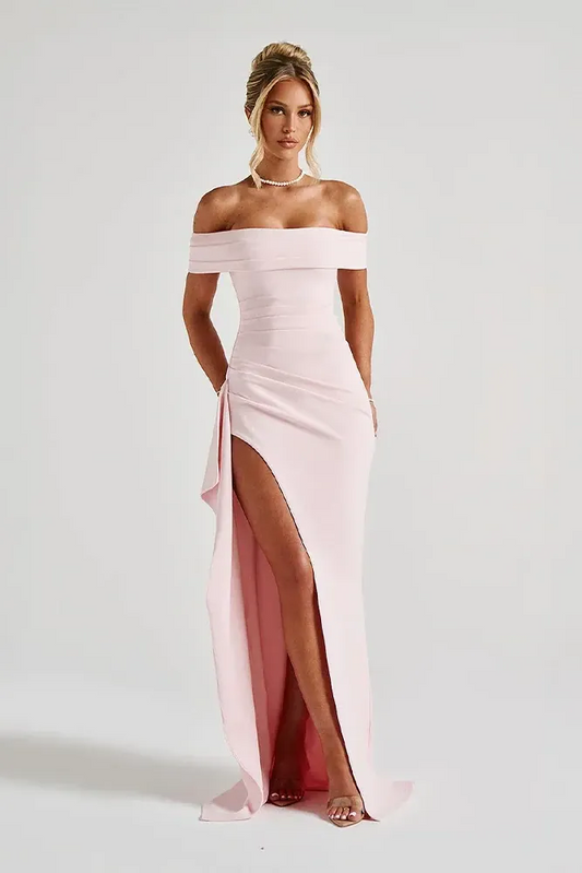 Robe Longue Femme Épaules Dénudées | Fente Haute Ajustée