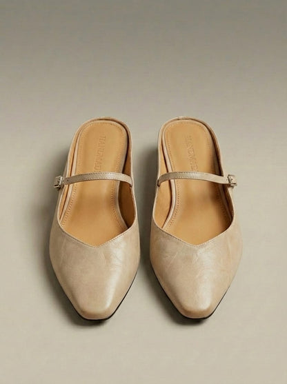 Mules Plates Femme à Bout Pointu | Bride à Boucle