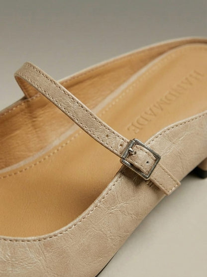 Mules Plates Femme à Bout Pointu | Bride à Boucle