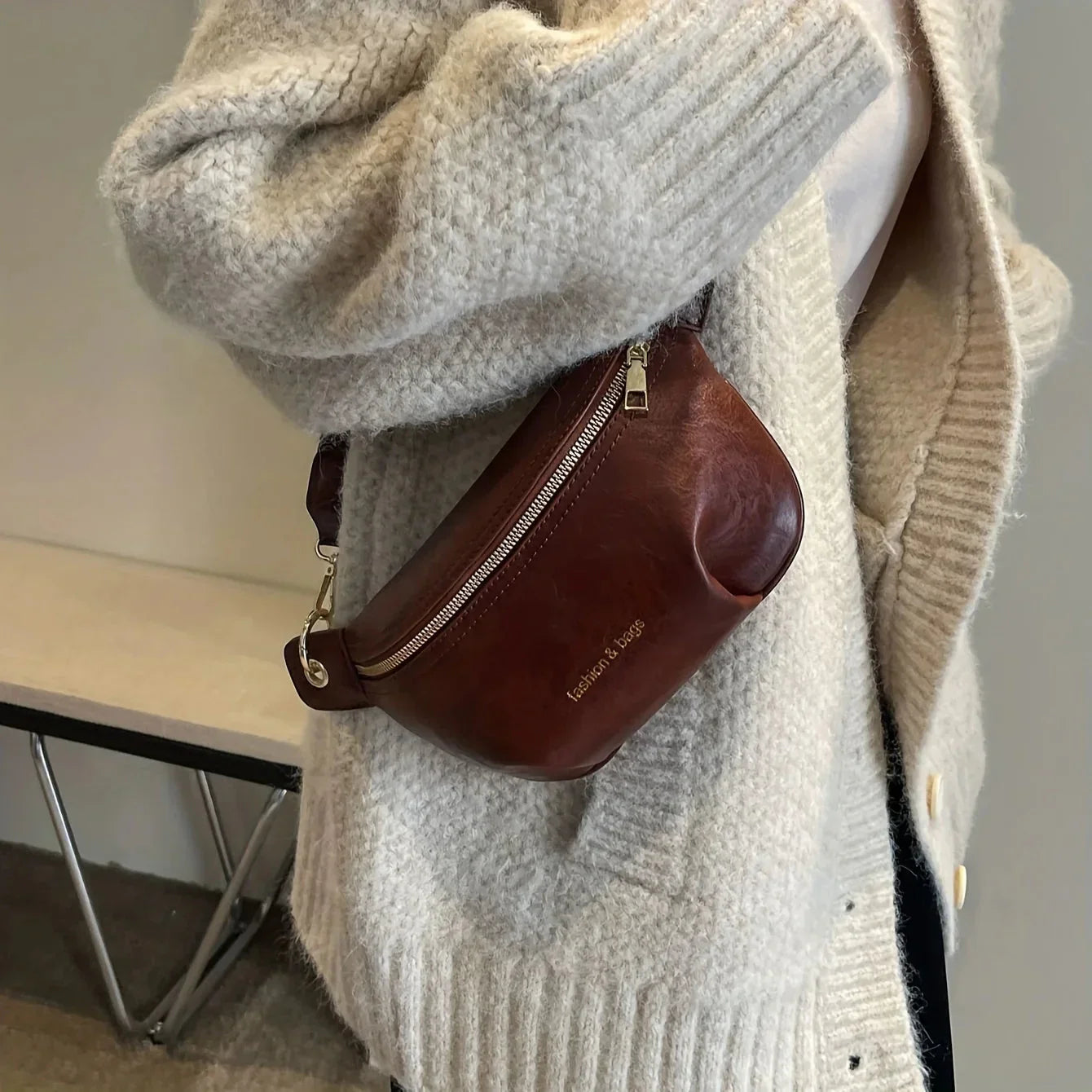 Sac banane cuir tendance large sangle