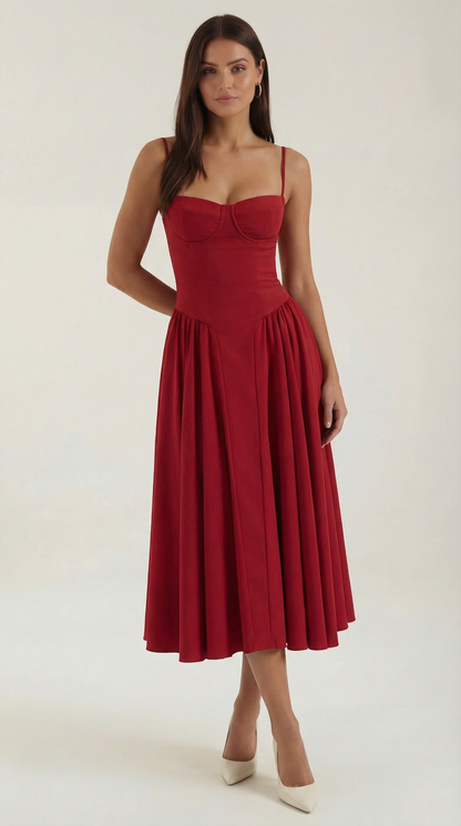 Robe midi corset femme imprimé fleuri