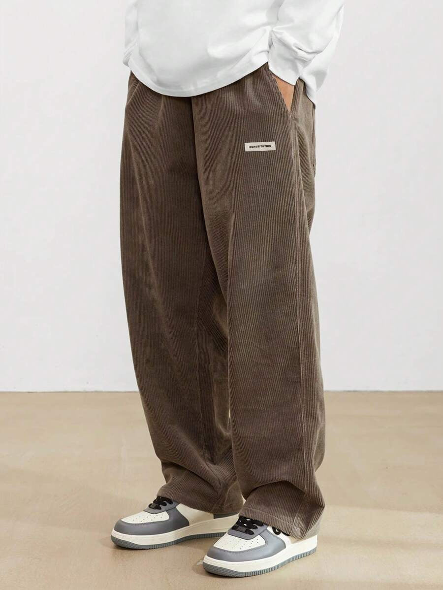 Pantalon velours côtelé homme coupe droite ample