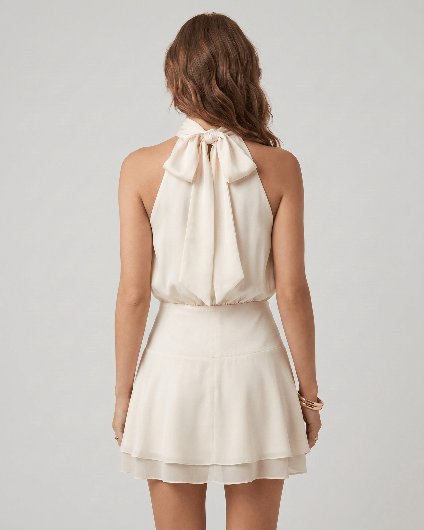 Robe Mini Femme à Col Halter | Jupe à Volants Étagés