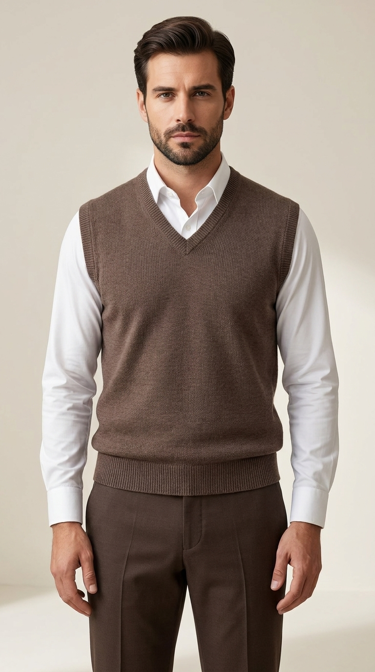 Pull sans manches homme col V