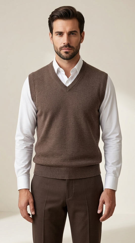 Pull sans manches homme col V