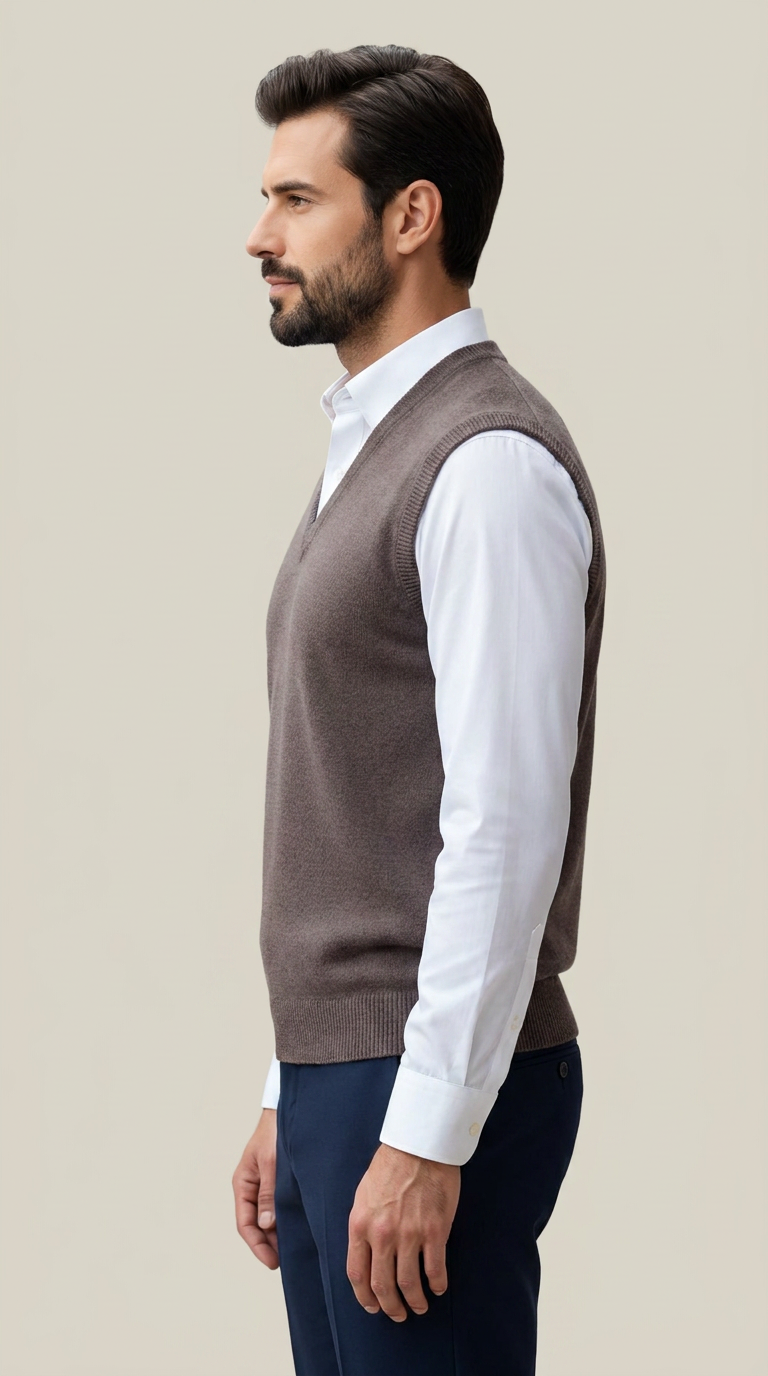 Pull sans manches homme col V