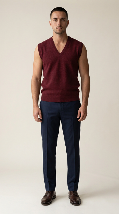 Pull sans manches homme col V