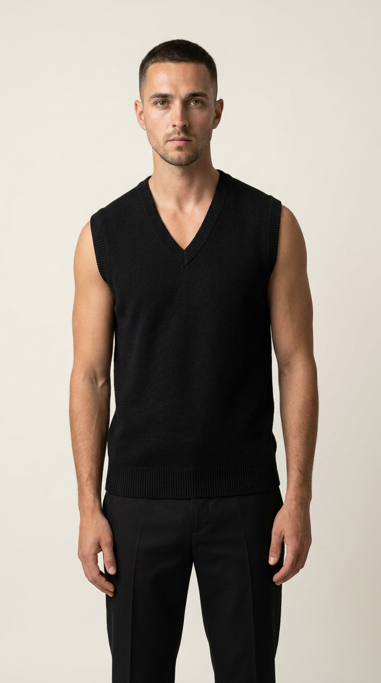 Pull sans manches homme col V