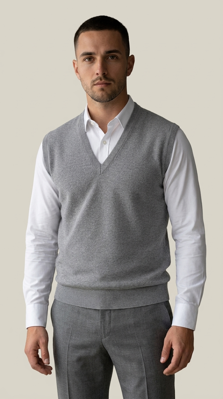 Pull sans manches homme col V