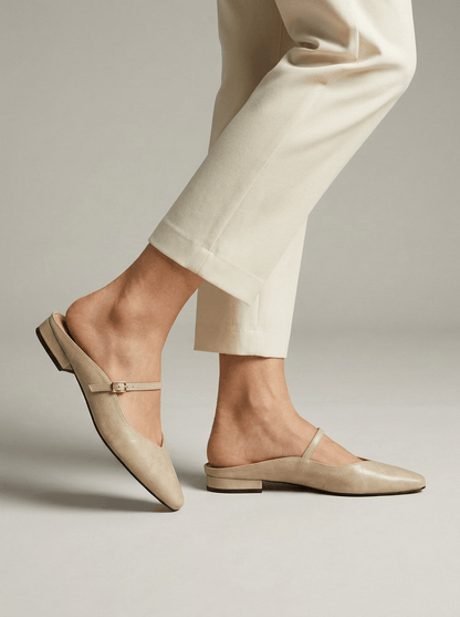 Mules Plates Femme à Bout Pointu | Bride à Boucle