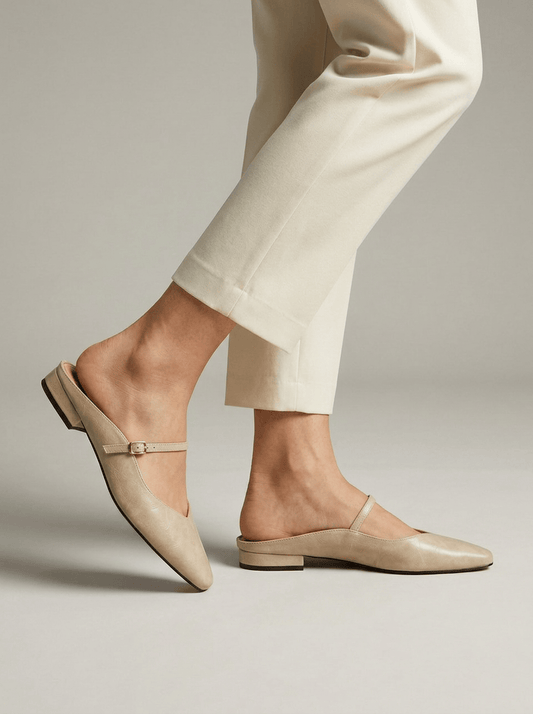 Mules Plates Femme à Bout Pointu | Bride à Boucle