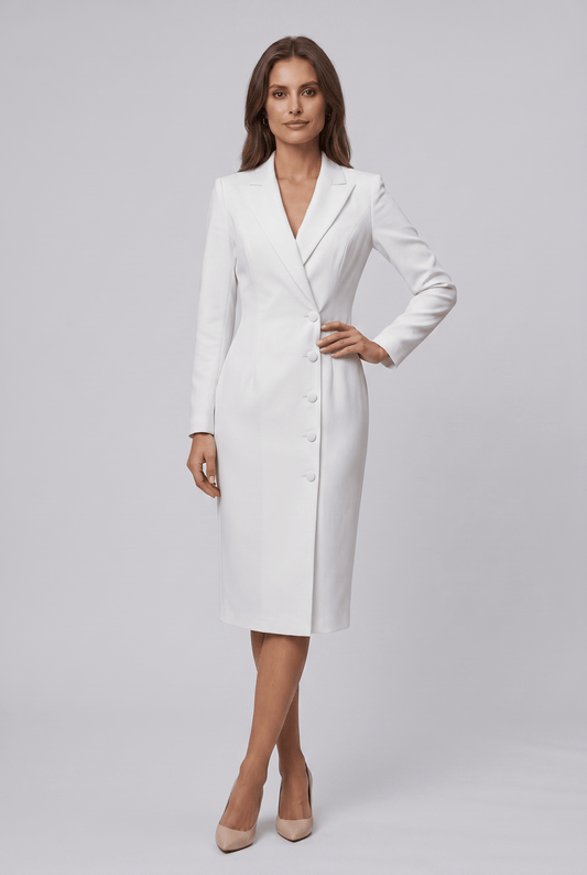 Robe Blazer Femme Cintrée à Col Revers | Midi Manches Longues