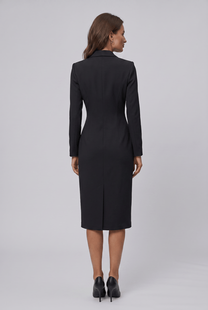Robe Blazer Femme Cintrée à Col Revers | Midi Manches Longues