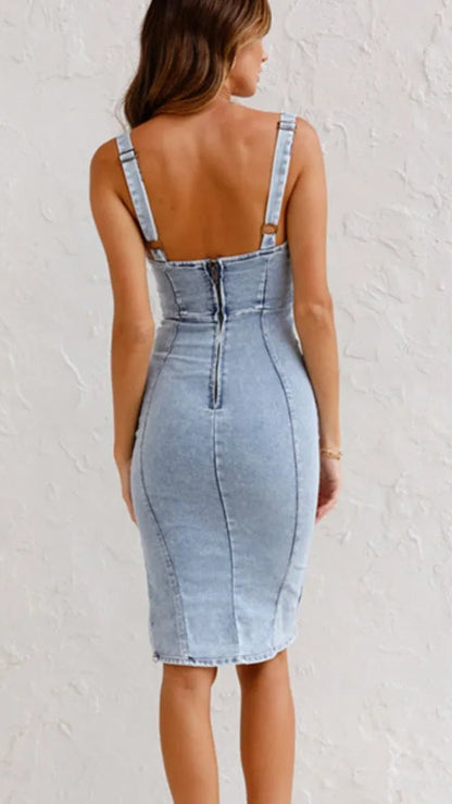 Robe en jean femme bretelles réglables
