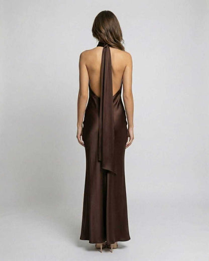 Robe Longue Femme Invitée Mariage | Col Halter Sans Manches