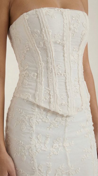 Robe maxi femme corset dentelle bustier