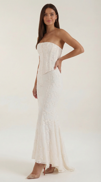 Robe maxi femme corset dentelle bustier